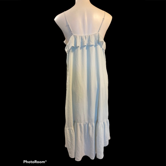 - Everly/Anthro green spaghetti strap ruffle dress - Picture 4 of 6